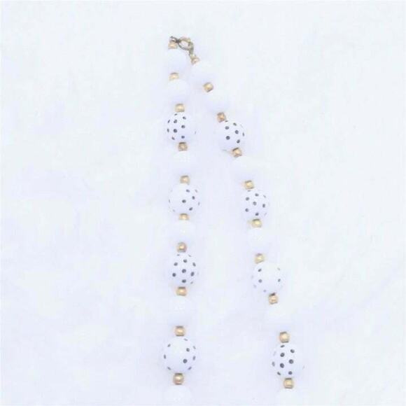 Vintage polka dot bead necklace 22" length rockabilly jewelry - Picture 2 of 3